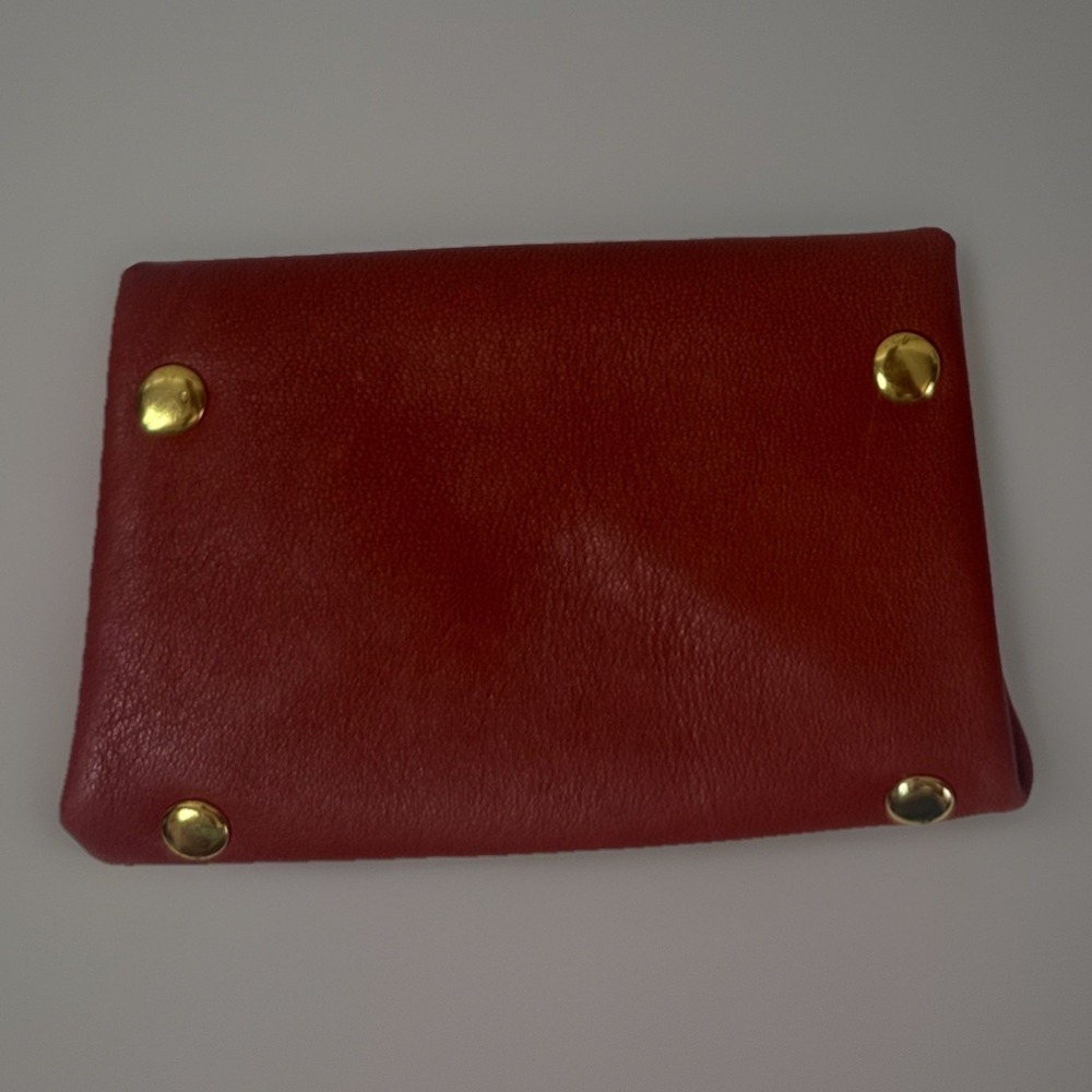 T Nobile Italy Made Burnt Orange Leather Coin ID Pouch Snap Close Quality Unisex - Picture 2 of 10